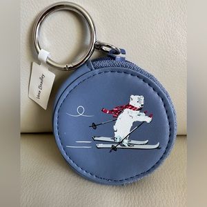 🐻‍❄️ NWT Vera Bradley Polar Bear Bag Charm / Coin Purse Beary Merry Cool Blue